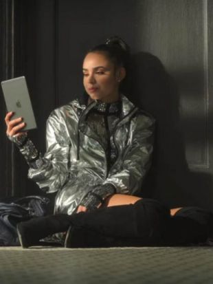 Sofia Carson Feel The Beat Silver Coat