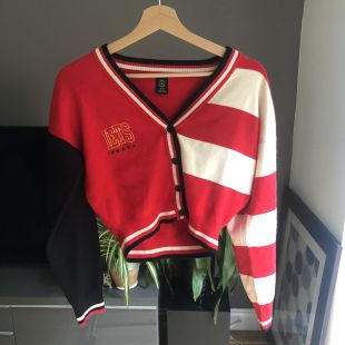 iets frans... Var­si­ty Stripe Cardi­gan
