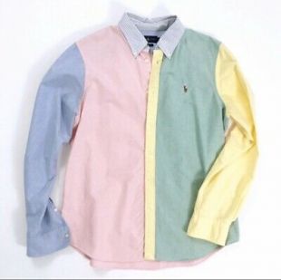 Ralph Lauren Color Block Fun' Oxford Button Up Shirt Pastel