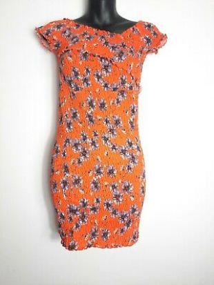 Stretch pour Orange Imprimé Floral Robe