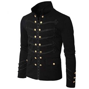 Covermason Veste Manteau Homme Veste Gothique Brodé Manteau à Boutons Costume Vêtements de fête Manteau Costume Cardigan boutonnée Top