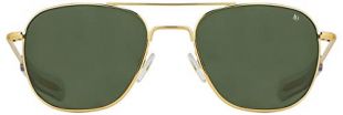AO Original Pilot Sunglasses - Gold - Calobar Green SkyMaster Glass Lenses - Bayonet Temple - Polarized - 52-20-140