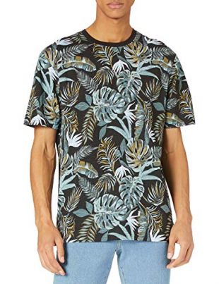 Life REG SS AOP Tee T-Shirt, Noir, S Homme