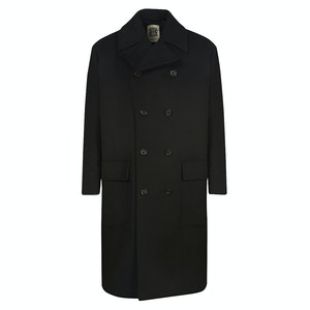 Connolly Black Unlined Oversized Double Breasted Wool Coat