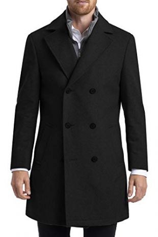 Chaps Men's Regular Classic Double-Breasted Coat, 44R Black