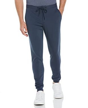 Perry Ellis Men's Motion Cotton Blend Performance Jogger, Vintage Blue, Large