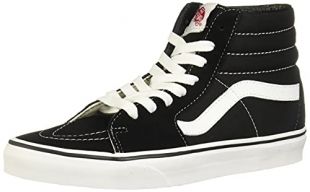 Vans, Sk8-Hi Unisex Casual High-Top Skate Shoes, Black/White, 6.5 Men/8 Women