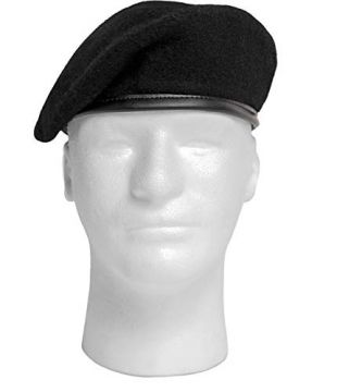 Rothco Gi Type Beret/Wool, Black, Size 7.25