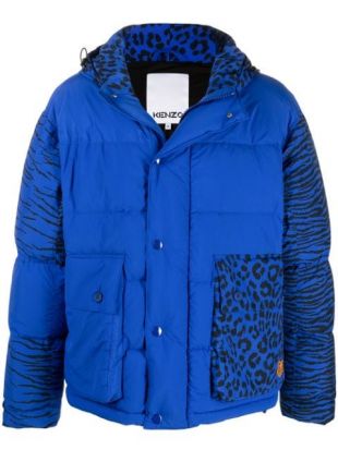 animal-print hooded padded jacket