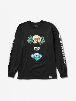 Diamond Supply Cash long sleeve t-shirt with sleeve print in black