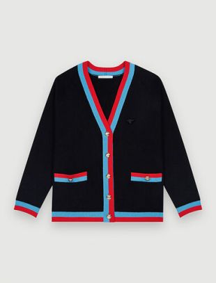 Cardigan à bandes contrastées