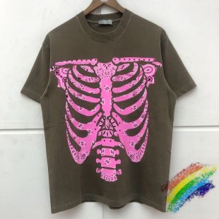 Heavy Fabric KAPITAL Cashew Flower Skeleton Print T shirt