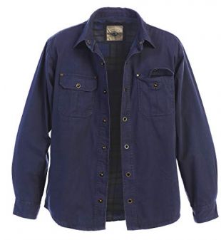 Gioberti Men's Brushed and Soft Twill Shirt Jacket with Flannel Lining, Navy, S