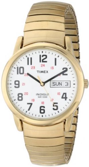 Timex Men's T20471 Easy Reader 35mm Gold-Tone Stainless Steel Expansion Band Watch