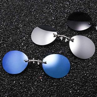 LZLAN Clip Nose Sunglasses Men Round Glasses Matrix Morpheus Vintage Sun Style (Silver,One Size)