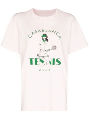 Casablanca T Shirt Tennis Girl En Coton Biologique Farfetch
