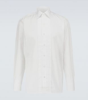 slim-fit cotton plissé shirt