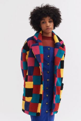 Coloured Cube Fleecey Coat