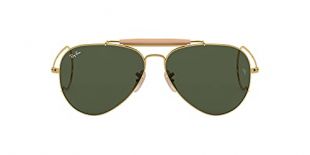 Ray-Ban RB3030 Outdoorsman I Aviator Sunglasses, Gold/Green, 58 mm