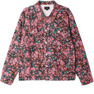 Obey - Botch - Veste en jean imprimée sur l'ensemble - Corail multicolore