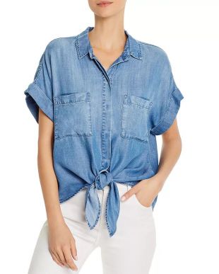 Tie-Front Chambray Shirt