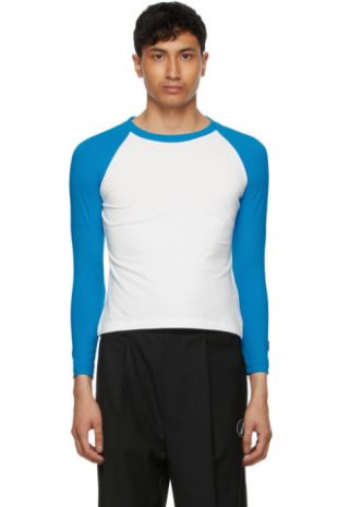 White & Blue Raglan Long Sleeve T-Shirt