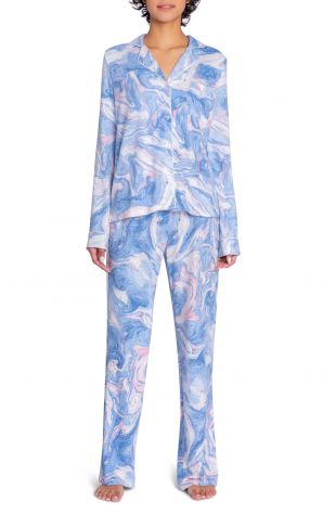 Swirls Jersey Pajamas, Main, color, Blue