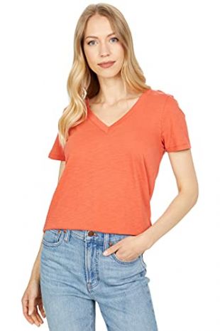 Madewell Whisper Cotton V-Neck Tee Rusted Clay 2XS (Women's 000)