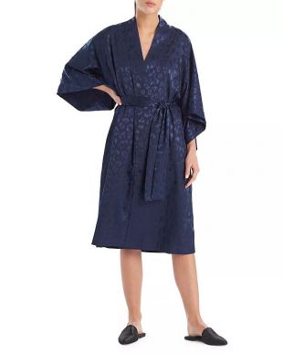 Animal Print Satin Wrap Robe