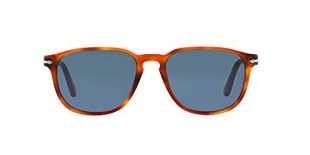PO3019S Square Sunglasses, Light Havana Frame/Blue Lens, 55 mm