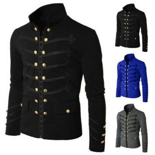 Military Drummer Parade Gothic Punk Men's Jackets Coat Officer Casual Party