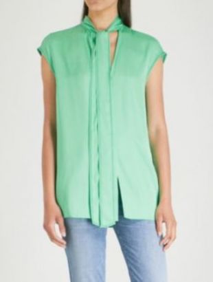 Women's Apple Green Lana Tie Neck Blouse