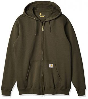 Carhartt Men's Big & Tall Midweight Zip Front Hooded Sweatshirt K122, Moss, 4X-Large