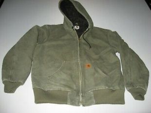 Carhartt Men's Quilted Lined Hooded Jacket J130 ARG Large Green