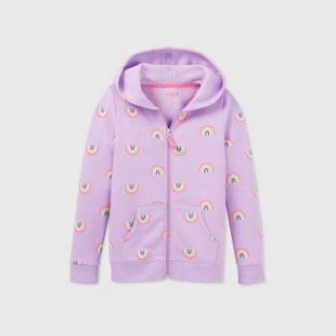 Girls' Zip-Up Rainbow Print Hoodie - Cat & Jack™ Violet XS