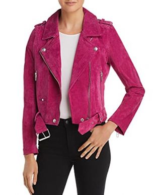 [BLANKNYC] Womens Luxury Clothing Cropped Suede Leather Motorcycle Jacket, Phoenix, X-Small