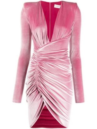 ruched asymmetric velvet dress