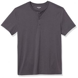 Amazon Brand - Goodthreads Men's Cotton Short-Sleeve Henley, Dark Grey, X-Small