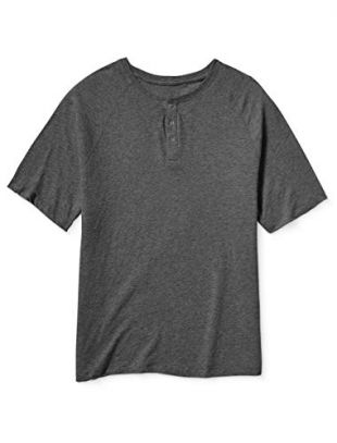 Amazon Essentials Men's Big-Tall Big & Tall Short-Sleeve Slub Henley T-Shirt Shirt, -Charcoal Heather, 2XL