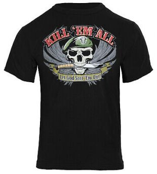 Black Military T-shirt Kill Em All Let God Sort Em Out Mens Tee Rothco 66160  | eBay