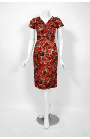 Rose print dress with removable jacket by Ben Barrack's collection for Bonwit Teller