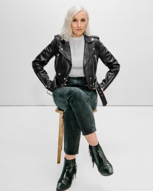 LTH JKT Mya Cropped Biker Jacket in White