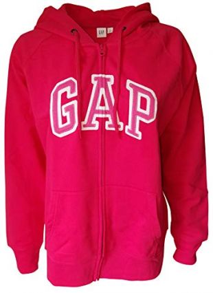 GAP Womens Fleece Arch Logo Full Zip Hoodie (Small, Pink/Pink)