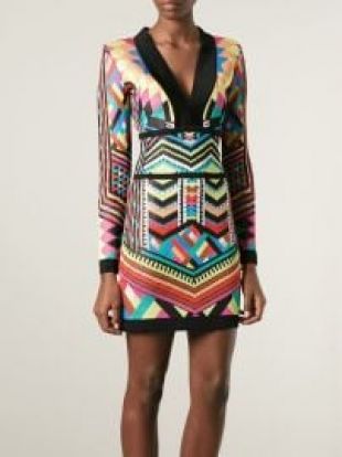 Balmain Aztec print v-neck dress worn by Jill 'Da Thrill' (Naturi Naughton)  as seen in Queens (S01E03)