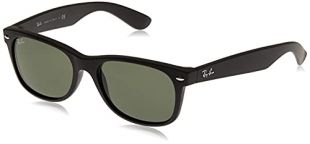Ray-Ban RB2132 New Wayfarer Sunglasses, Rubber Black/Green, 58 mm