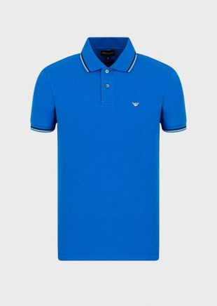 Stretch piqué polo shirt with eagle
