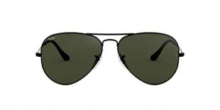 Ray-Ban RB3025 Classic Aviator Sunglasses, Black/Green, 58 mm