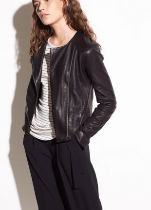 Cross Front Leather Jacket