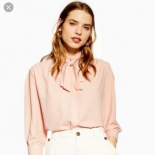 poplin blouse with pussybow tie in pink