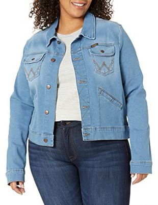 Wrangler Women's Retro Sherpa Lined Denim Jacket, Bright Blue, XX-Large